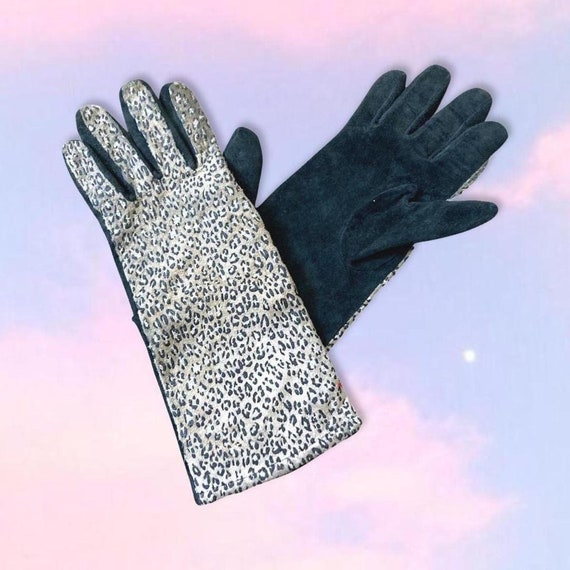 Vintage 60s 70s genuine leather leopard gloves - image 1