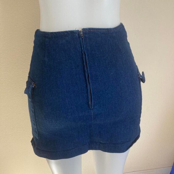 Vintage 90s y2k denim mini cargo skirt - image 4