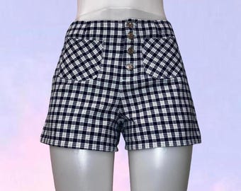 Pantalones cortos de talle alto con estampado de cuadros vichy estilo años 90 (Y2K)