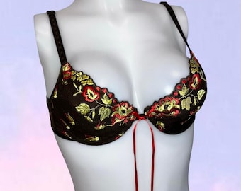 Vintage 90s y2k floral embroidery bra