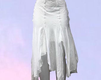 Fairycore asymmetrische midi-rok met zakdoekmotief