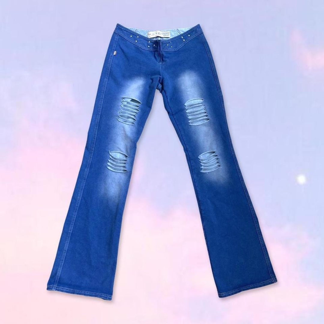 Vintage 90s Y2k Low Rise Flare Jeans - Etsy