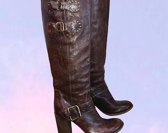 Vintage 90s y2k brown leather made in italy boots