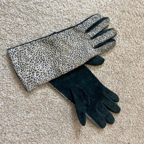 Vintage 60s 70s genuine leather leopard gloves - image 2