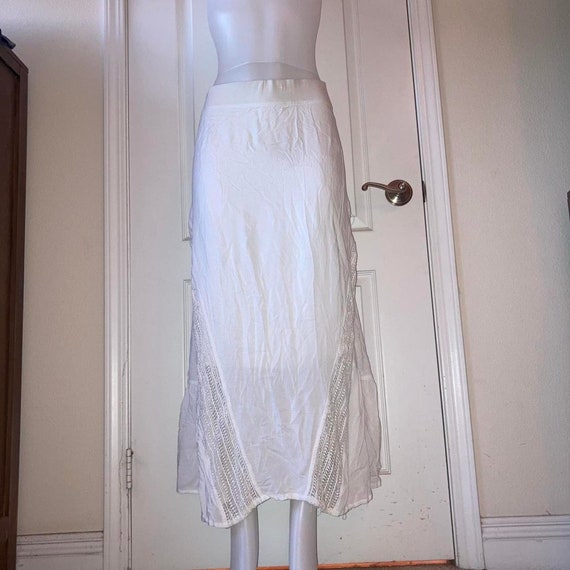 Vintage 90s y2k white maxi skirt - image 3