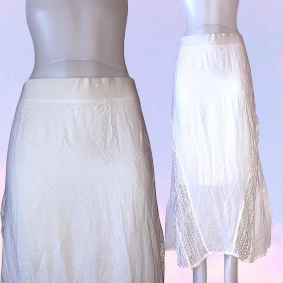 Vintage 90s y2k white maxi skirt - image 1