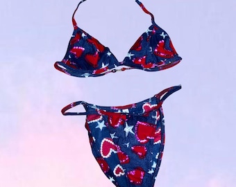 Bikini vintage de los años 90, estilo Y2K, fabricado en Francia.