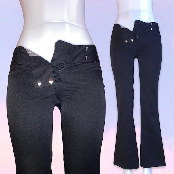 Vintage 90s y2k black flare pants - image 1