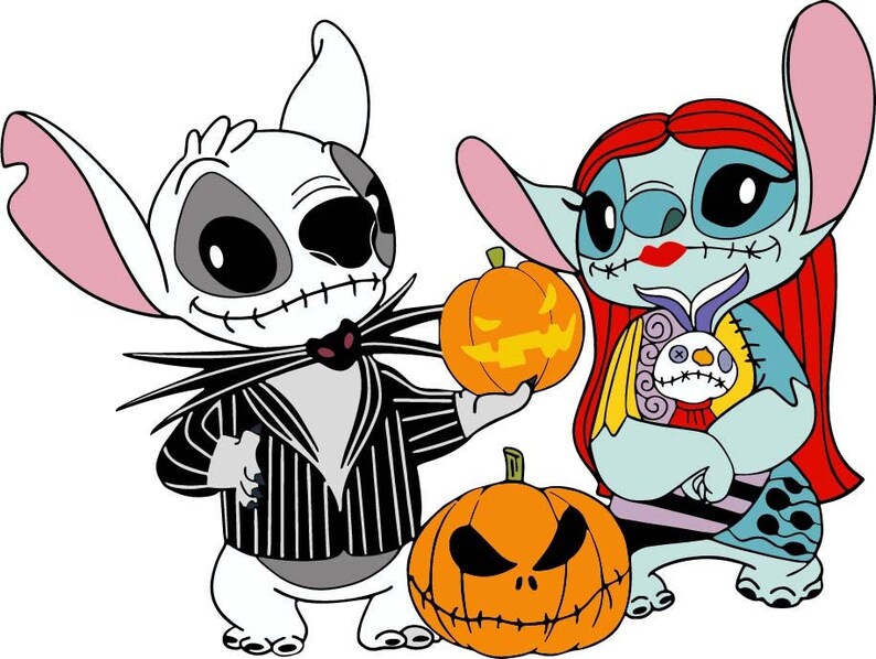 Lilo & Stitch Dressed as Jack and Sally DTF Sublimation Etsy India