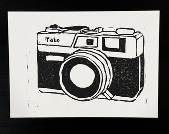 rangefinder linocut print
