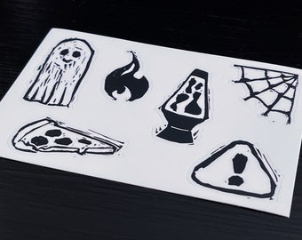 linocut eraser print sticker sheet