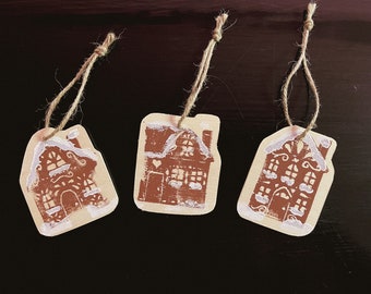 printed gingerbread house wooden ornament