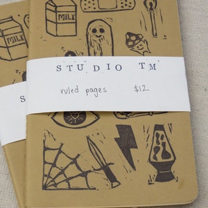 flash sheet linocut printed notebook