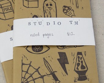 flash sheet linocut printed notebook