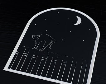 black cat under the moon portal sticker