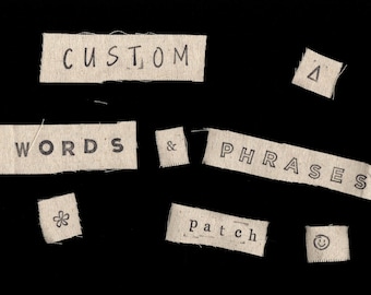 custom words & phrases stamped iron-on or sew-on canvas patch