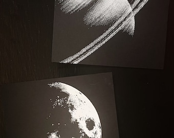 moon & saturn screen-print