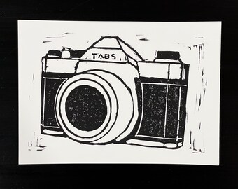 SLR linocut print