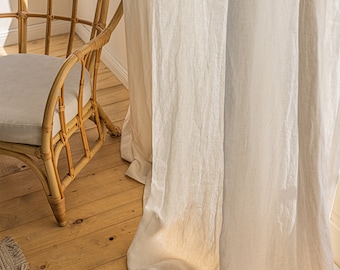 Linen Curtain Rod Pocket panel, Semi-sheer linen drapes,  Custom drapes
