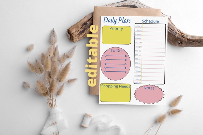 Editable daily planner fun printable daily planner printable etsy