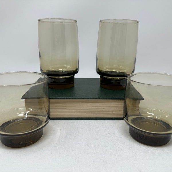 Vintage Libbey Smoke Glasses, Choice between Twany Brown Tumblers and/or Juice Glasses, Mid Century Modern Barware Glass