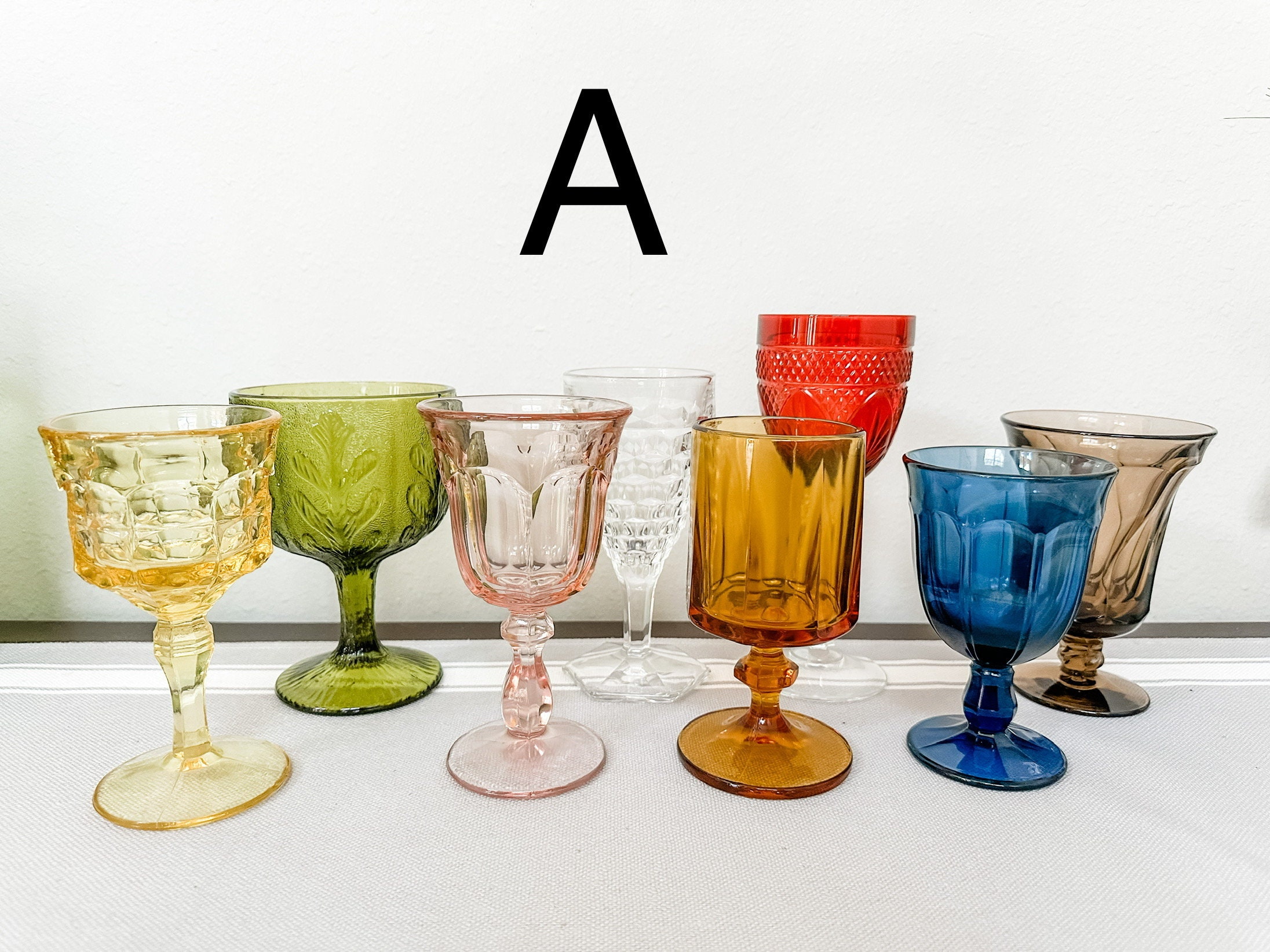 Mix and Match Embossed Wine Goblets Vintage Style Embossed Wine