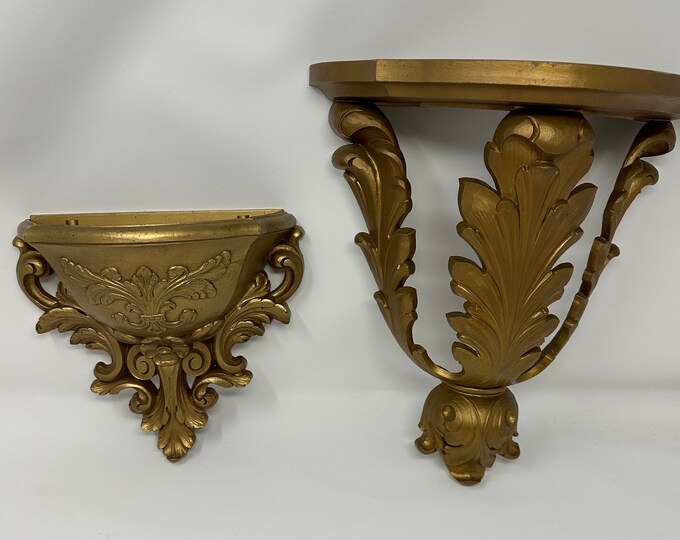Ornate Gold Wall Shelves Homco Plant Pocket And/or Accent Etsy