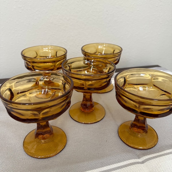 Champagne Glasses, Vintage Libbey Glass Set, Shallow Sherbet Glasses, Dessert Cups