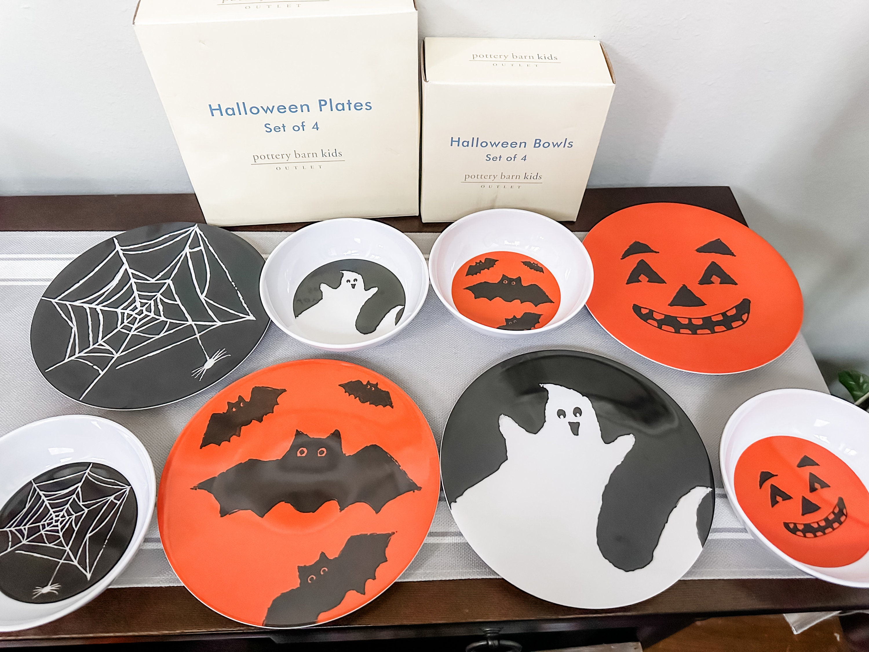 Halloween Melamine 4 Section Plates Divided Dish Trays Set of 2