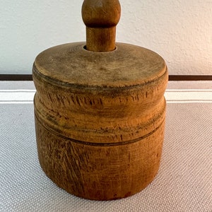 Antique Wooden Butter Mold: Primitive Flower Stamp, Americana Kitchen Decor