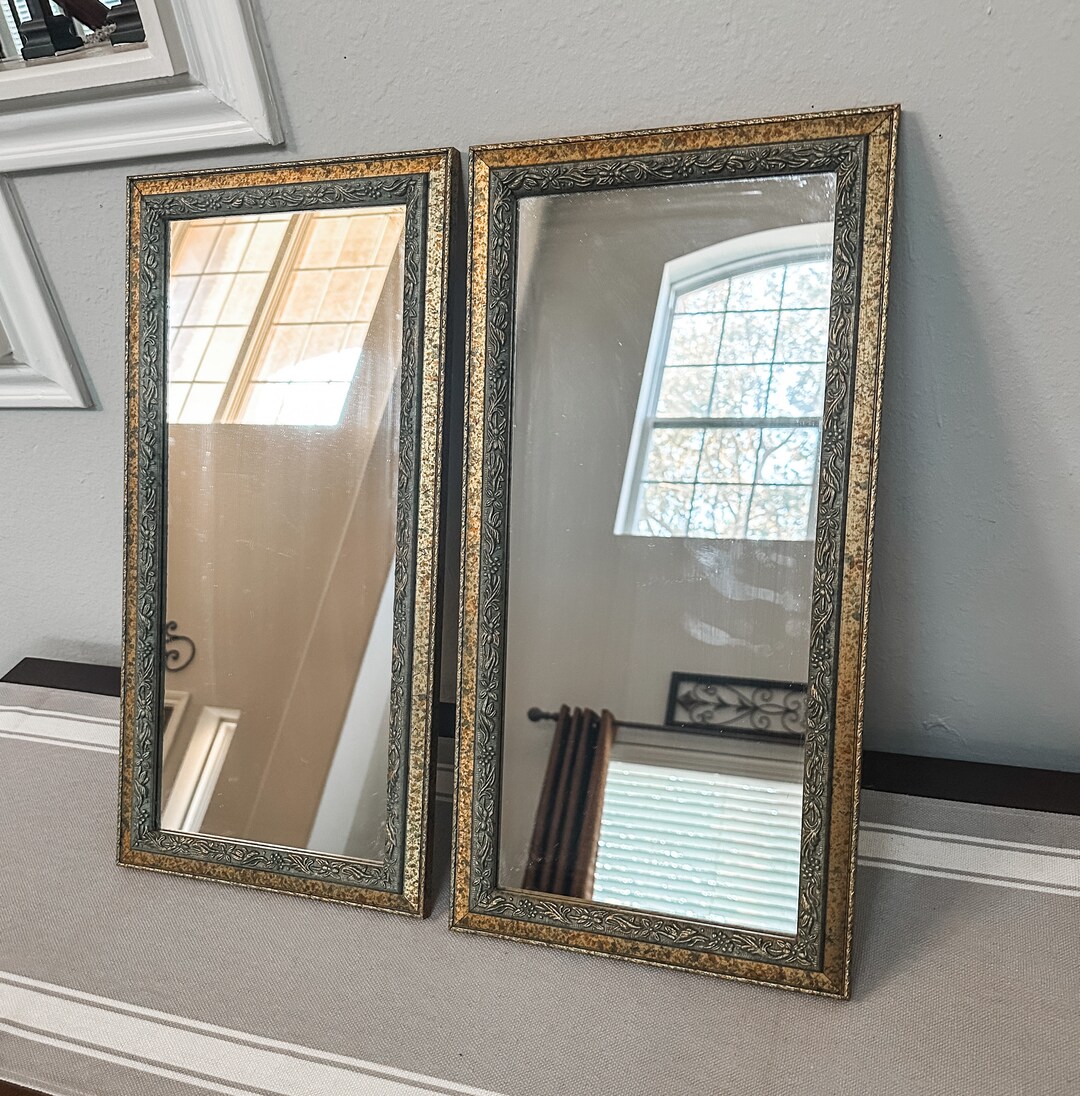 Vintage Mirror Set Pair of Vertical Mirrors Wall Decor free Etsy