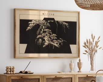 Black And White Japanese Trees Print - Vintage Japanese Art Traditional - Antique Asian Art