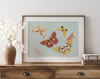 Japanese Art Print - Butterfly Wall Art - Kamikasa Sekka Print - Japanese Art Home Decor DIGITAL PRINT Wall Art