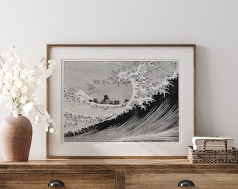 Black And White Hokusai Wave Print - The Great Wave Vintage Japanese Art Print - Traditional Japanese Art - Ocean Illustration