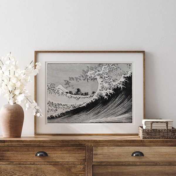 Black And White Hokusai Wave Print - The Great Wave Vintage Japanese Art Print -  Traditional Japanese Art - Ocean Illustration