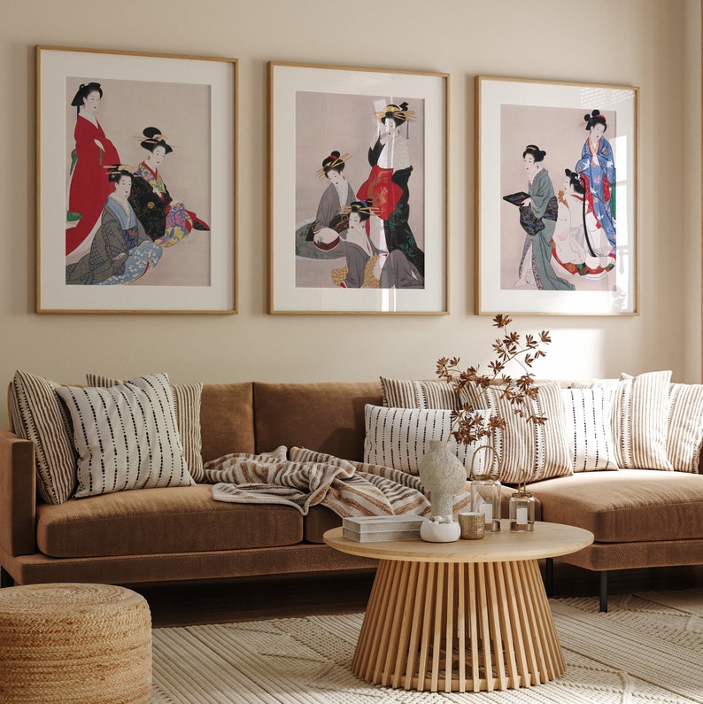 Japanese Art Set of 3 Print Woman - Gheisa Japanese - Ladies of Warrior ...
