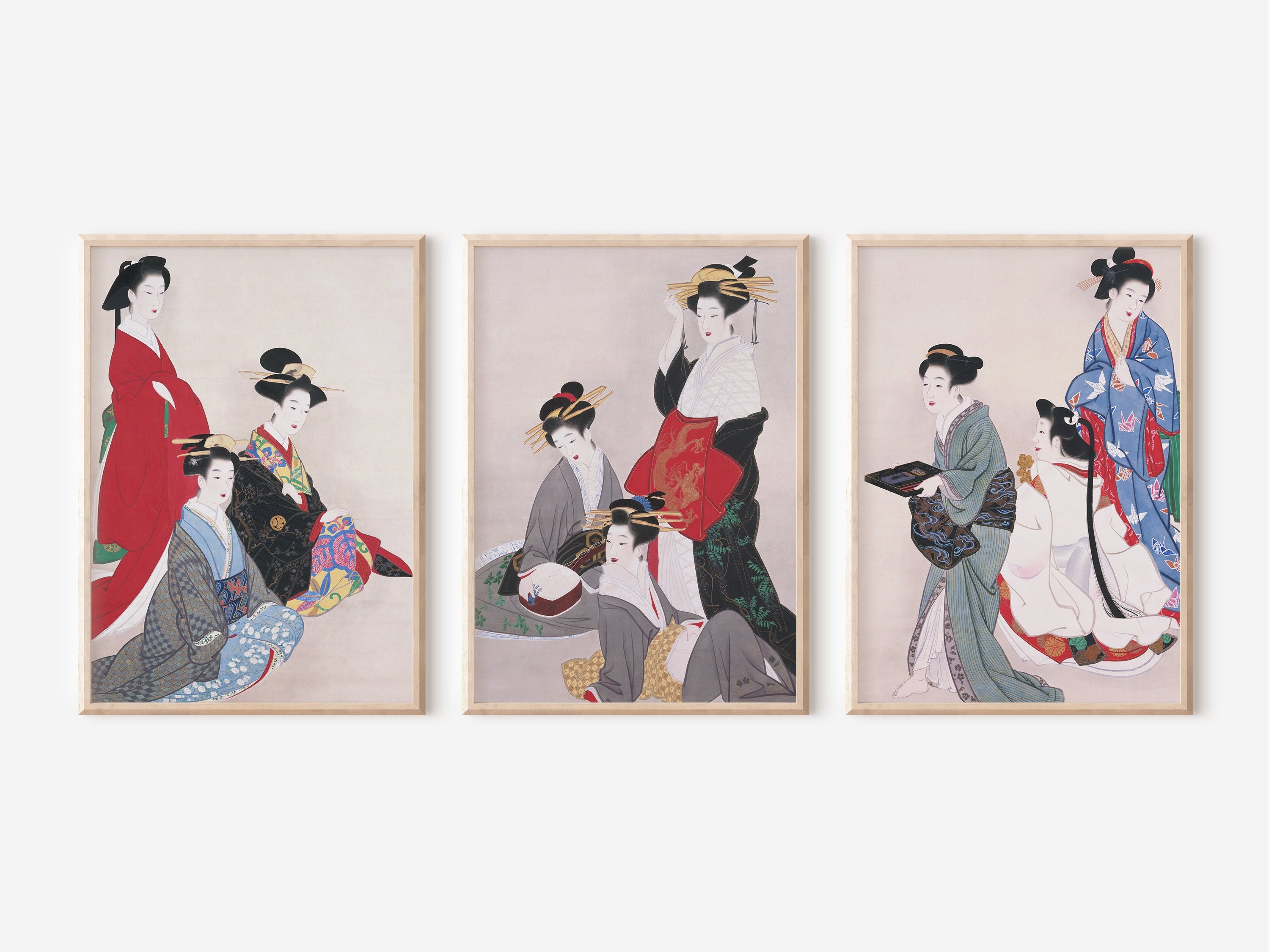 Japanese Art Set of 3 Print Woman - Gheisa Japanese - Ladies of Warrior ...