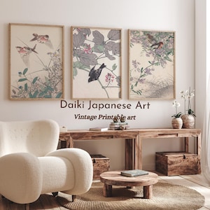 Set Of 3 Prints - Japanese Minimalist - Botanical Art Print - Home Decor - Japanese Art Print - Printable Art