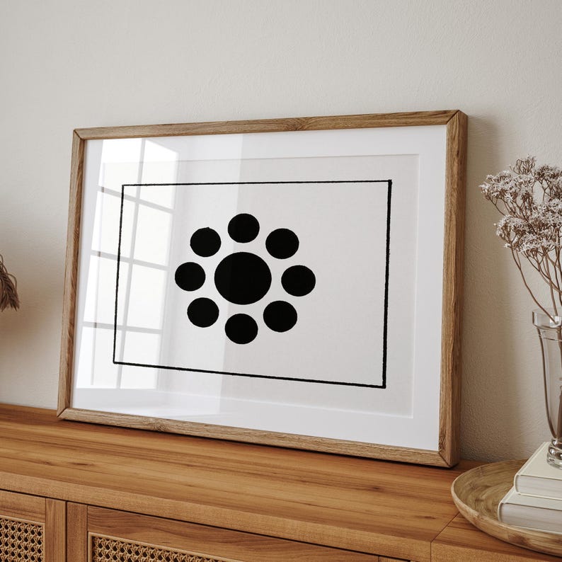 Printable Minimalist Japanese Art - Black and White Abstract Circle ...