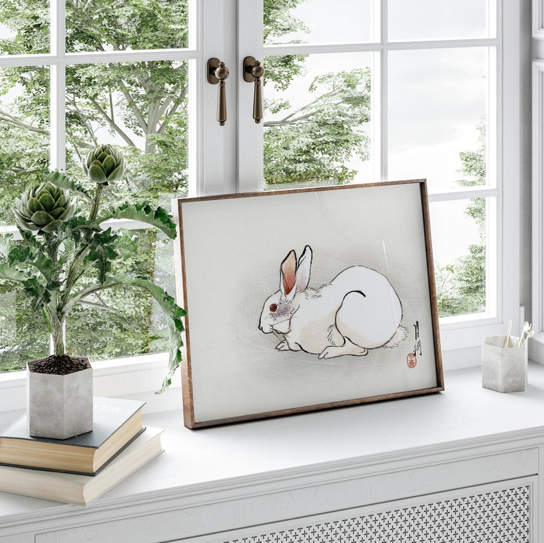 Japanese Rabbit Art Vintage Rabbit Art Japanese Wall Art Japanese Art