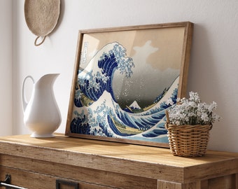 Japanese Art Print - The Great Wave Off Kanagawa - Hokusai Printable Wall Art - INSTANT DOWNLOAD