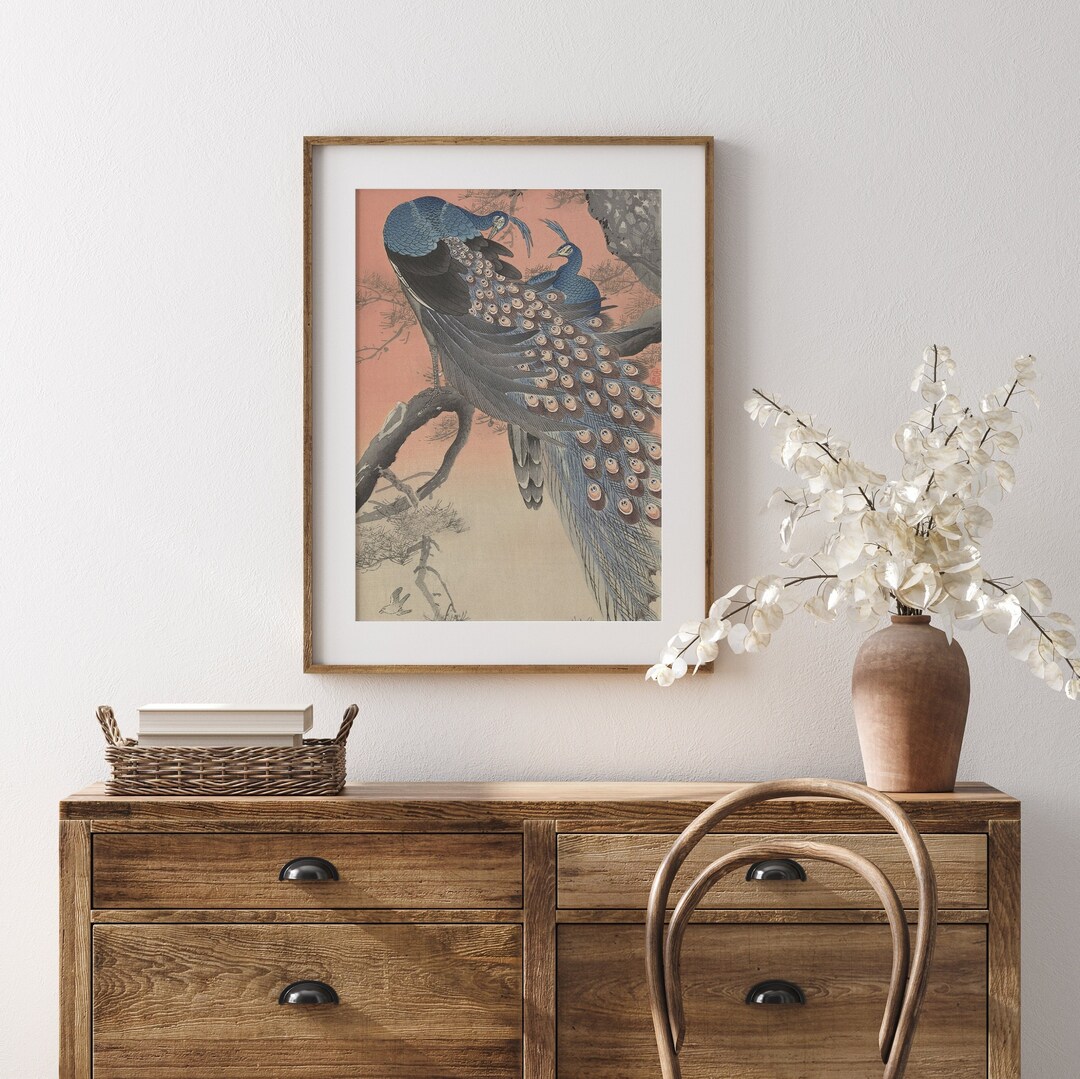 Japanese Vintage Prints - Two Peacocks on Tree Branch | Ohara Koson ...