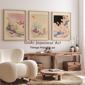 Set Of 3 Prints - Japanese Art Print - Japanese Kimono - Mid Century Modern Wall Art - Japanese Wall Art
