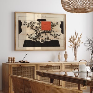 Black And White Wall Art , Japanese Art , Vintage Japanese Art Tree , Antique Asian Art , Japanese Printable Art ,Minimalist Wall Decor image 3