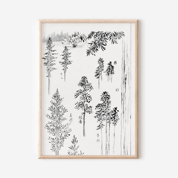 Pine Trees - Vintage Japanese woodblock print - Hokusai Print - Japanese Wall Art - INSTANT DOWNLOAD