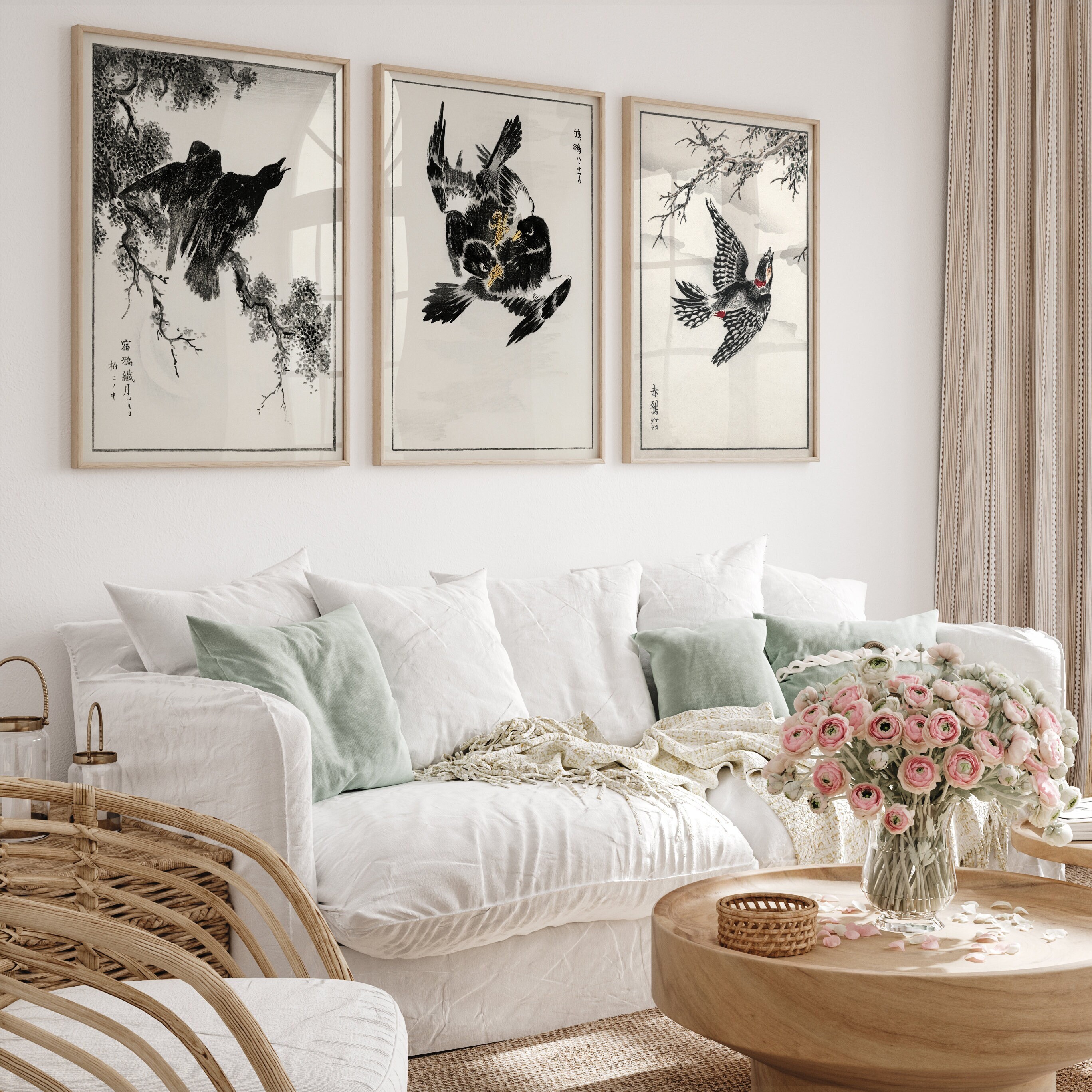 Modern Japanese Art Print Set of 3 Prints Japanese Wall Art minimalist ...
