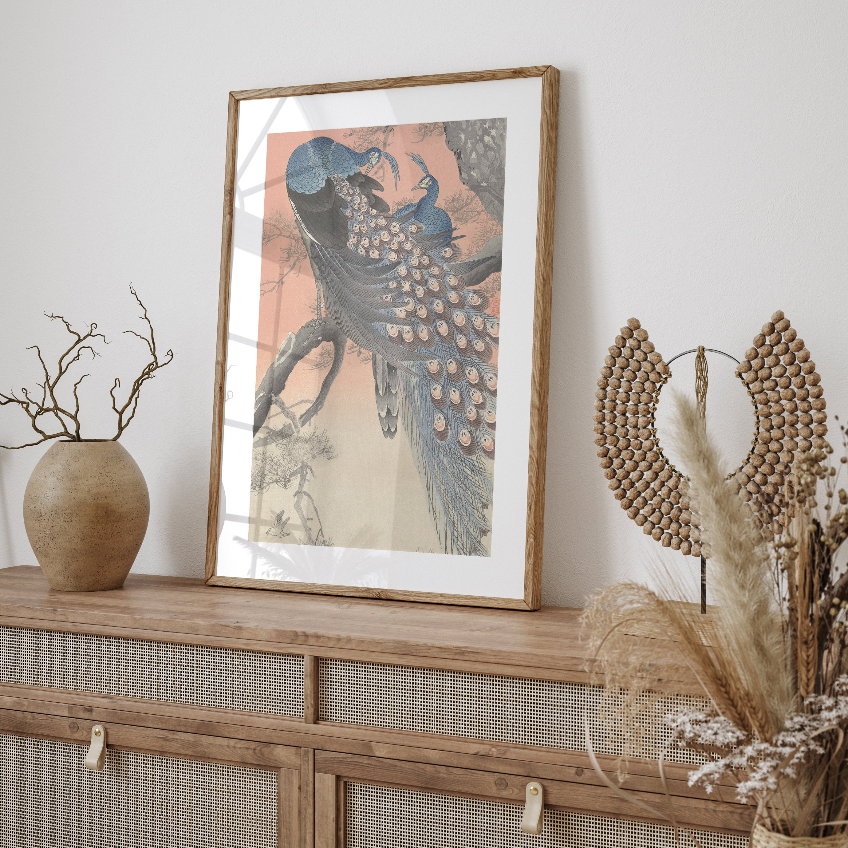 Japanese Vintage Prints - Two Peacocks on Tree Branch | Ohara Koson ...