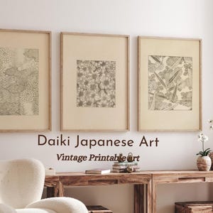 Set Of 3 Minimalist Print - Black and White Wall Art - Japanese Printable art - DIGITAL DOWNLOAD