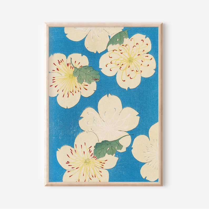 Set of 3 Japanese Flowers Print Minimalist Wall Art Etsy