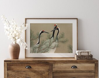 Japanese Art - Kamikasa Sekka Crane - Printable Wall Art INSTANT DOWNLOAD